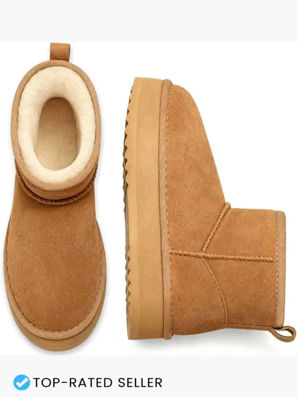 Suede Platform Mini Boots Genuine Leather Faux Fur Lined Ankle Winter Snow Boots